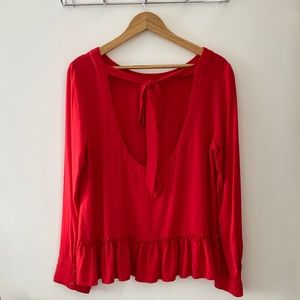 Anthropologie Cloth & Stone Ruffle Hem Top Blouse